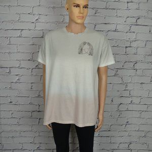 Mens All Saints Long line Animal print graphic tee t-shirt